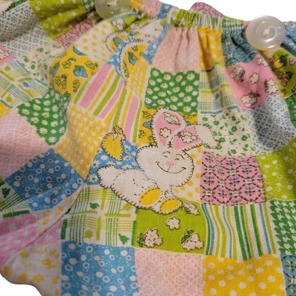 Vintage 70s Easter or Summer Romper with Bunny Rabbit Plaid Quirky OOAK - Picture 5 of 13